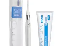 Зубные щетки Revyline RL 030 в сером корпусе и зубная паста Smart
