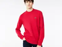 Мужской шерстяной свитер lacoste с круглым вырезом