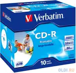 Диски cd-r 700mb 52x jewel 10шт printable verbatim 43325/4