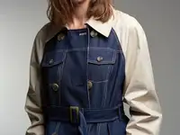 Двубортный тренч с джинсой vassa&co