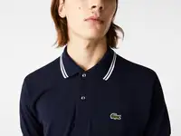 Мужская рубашка поло lacoste classic fit с полосатыми акцентами из хлопка