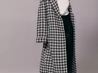 Зеленое пальто в гусиную лапку