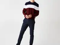 Мужской свитер lacoste с эластичными манжетами и круглым вырезом