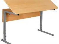 Стол-парта 2-местный, регулируемый угол, сут.55-01, 1200х500х640-780 мм, рост 4-6, серый каркас,