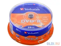 Диски dvd-r 4.7gb verbatim 16х  25 шт  cake box