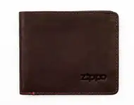 Портмоне zippo, коричневое, натуральная кожа, 11x1,2x10 см