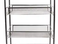 Этажерка (тележка) brabix офисно-бытовая 4 яруса, на колесах, металл, серебристая, 43,5х26х83,5