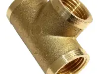 Тройник латунный: внутренняя резьба; наружная резьба; цанга-гайка-цанга...