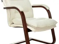 Кресло бюрократ t-9927walnut-av слоновая кость кожа полозья дерево