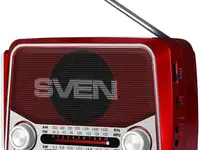 Ас sven srp-525, красный (3 вт, fm/am/sw, usb, microsd, фонарь, встроенный