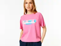 Женская футболка lacoste loose fit с круглым вырезом и принтом