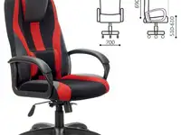 Кресло компьютерное brabix premium "rapid gm-102", нагрузка 180 кг, экокожа/ткань, черное/