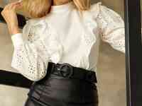 Молочная рубашка с вышивкой