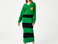 Женская длинная вязаная юбка в полоску lacoste live