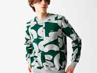 Мужская флисовая толстовка lacoste crew neck c графическим принтом