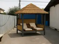 Биседки тапчаны пляжные зонты в стиле бунгало,тропикал лофт