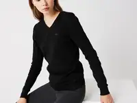 Женский свитер lacoste с v-образным воротом