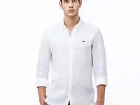 Мужская рубашка lacoste из льна slim fit