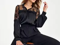 Утонченная черная блуза из шелка