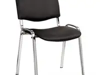 Стул для персонала и посетителей "изо", хромированный каркас, кожзам черный z-11,