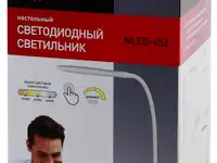 Эра б0019128 настольный светодиодный светильник nled-452-9w-w белый {5 ступенчатый диммер яркости,