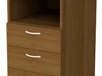 Тумба приставная "бюджет" (ш400*г600*в740 мм), 3 ящика, полка, орех французский, 402657-19