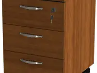 Тумба подкатная "эко", 404х454х573 мм, 3 ящика, замок, орех, 402764-190