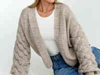 Укороченный кардиган с объемными рукавами