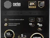 Кабель аудио-видео cactus cs-hdmi.2.1-5 hdmi (m)/hdmi (m) 5м. позолоченные контакты серебристый
