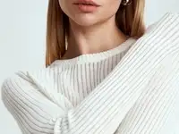 Молочный лонгслив в полоску, фотография 2