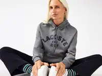 Женская флисовая худи lacoste свободного кроя с принтом