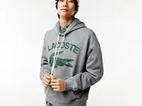Мужская свободная толстовка lacoste loose fit с капюшоном и фирменной монограммой