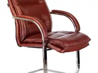 Кресло бюрократ t-9927sl-low-v светло-коричневый leather eichel кожа низк.спин. полозья металл хром