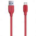 Кабель aukey nylon usb-c to usb-a 3.1 1.2m (cb-ac1). красный, фотография 2