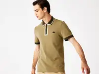 Мужское поло lacoste  regular fit  с контрастными акцентами