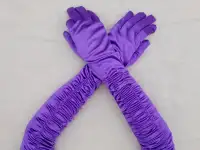 Перчатки атласные длинные со сборкой в Алматы. В наличии. Доставка, фотография 4