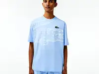 Свободная мужская футболка lacoste с круглым вырезом и принтом