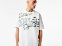 Свободная мужская футболка lacoste с круглым вырезом и принтом