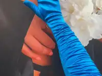 Перчатки атласные длинные со сборкой в Алматы. В наличии. Доставка, фотография 6