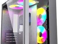 Корпус powercase vision micro, white, tempered glass, 4х 120mm 5-color fan,