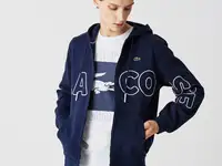 Мужская толстовка lacoste на молнии с принтированным логотипом