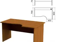 Стол письменный эргономичный "монолит", 1400х900х750 мм, правый, цвет орех гварнери, см4.3