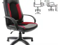 Кресло офисное brabix "strike ex-525", экокожа черная, ткань черная/бордовая, tw, 531379