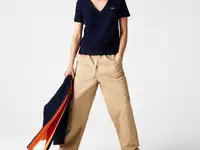 Женская футболка lacoste из хлопка с v-образным вырезом