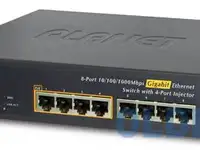 10" 8-port 10/100/1000 gigabit ethernet switch with 4-port 802.3at poe+ injector
