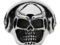 Кольцо мужское zippo, серебристое, в форме черепа, нержавеющая сталь, диаметр 21,7