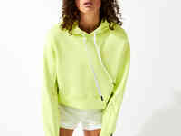 Женская укороченная толстовка lacoste с капюшоном из смеси хлопка