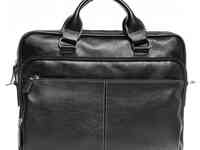 Кожаная деловая сумка для ноутбука glenroy black
