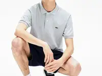 Оригинальная рубашка-поло l.12.12 из меланжевой ткани