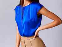 Синий топ с коротким рукавом
